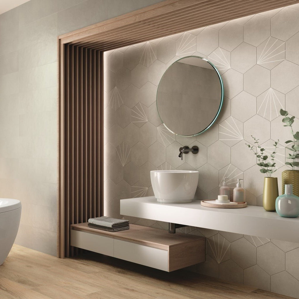 Matte Gray 9x10" Hexagon Porcelain Tiles - TileBuys