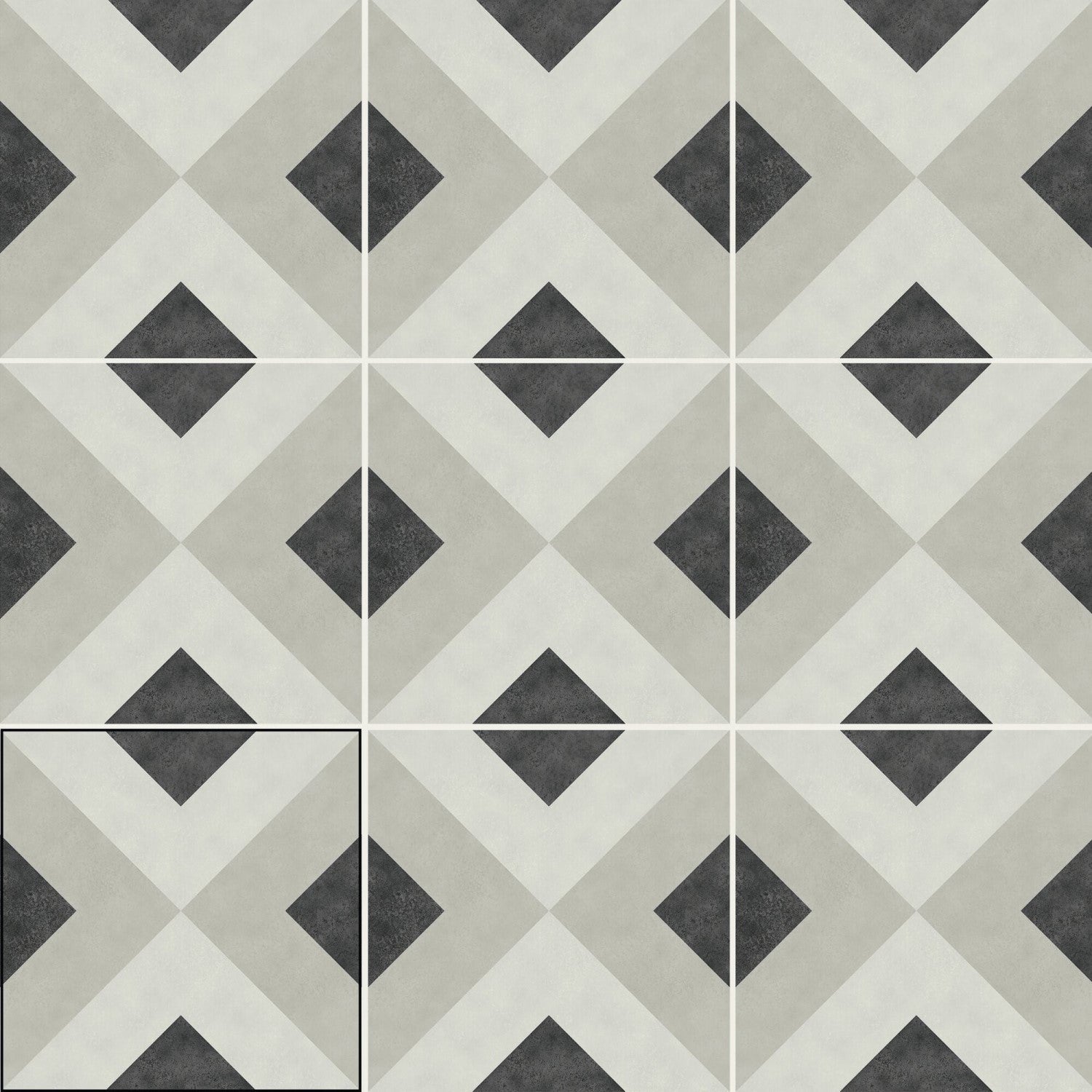 Matte Gray Diamond Pattern 6x6 Porcelain Tile - TileBuys