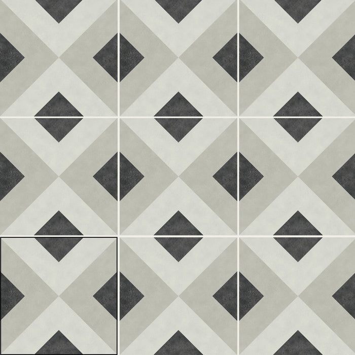 Matte Gray Diamond Pattern 6x6 Porcelain Tile - TileBuys