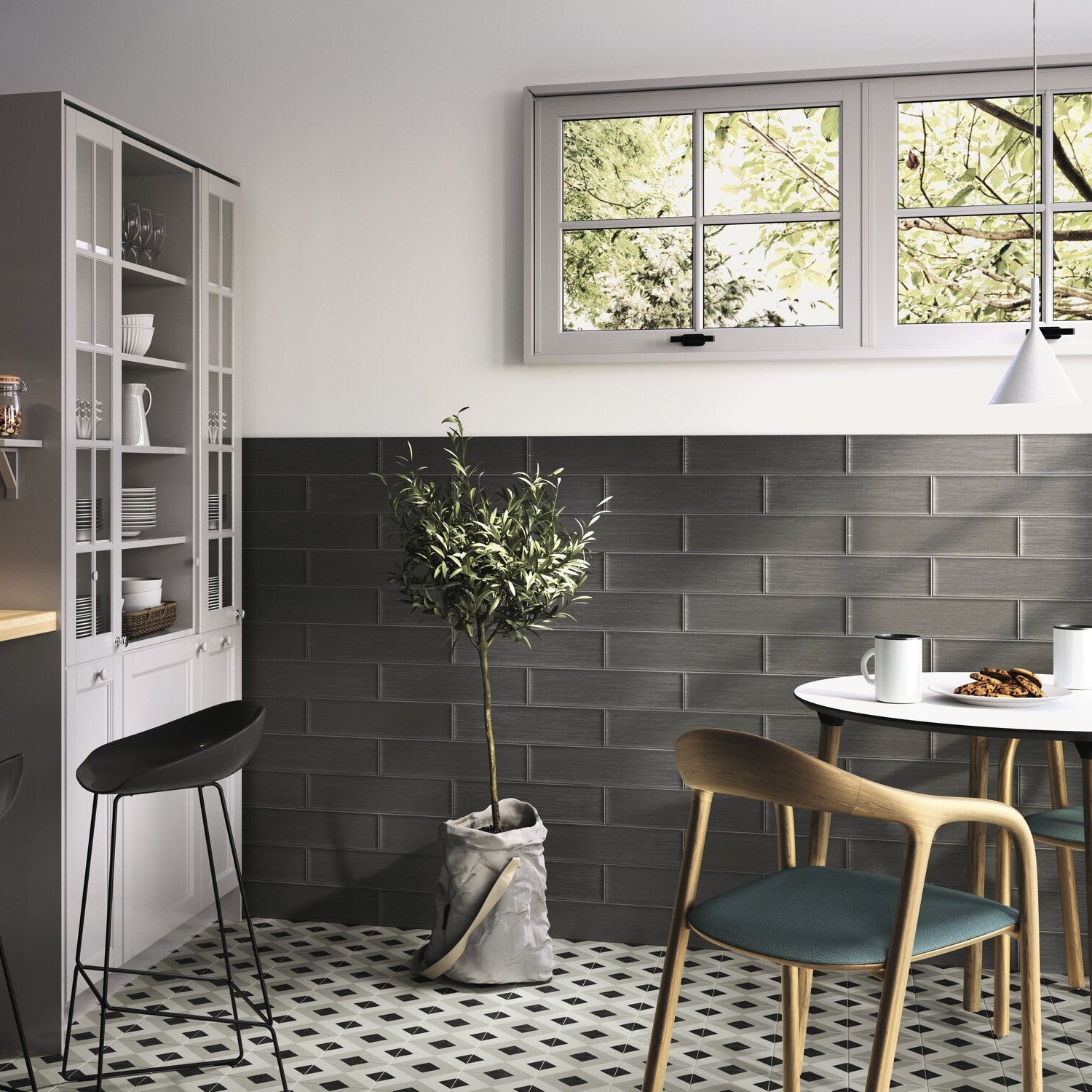 Matte Gray Diamond Pattern 6x6 Porcelain Tile - TileBuys