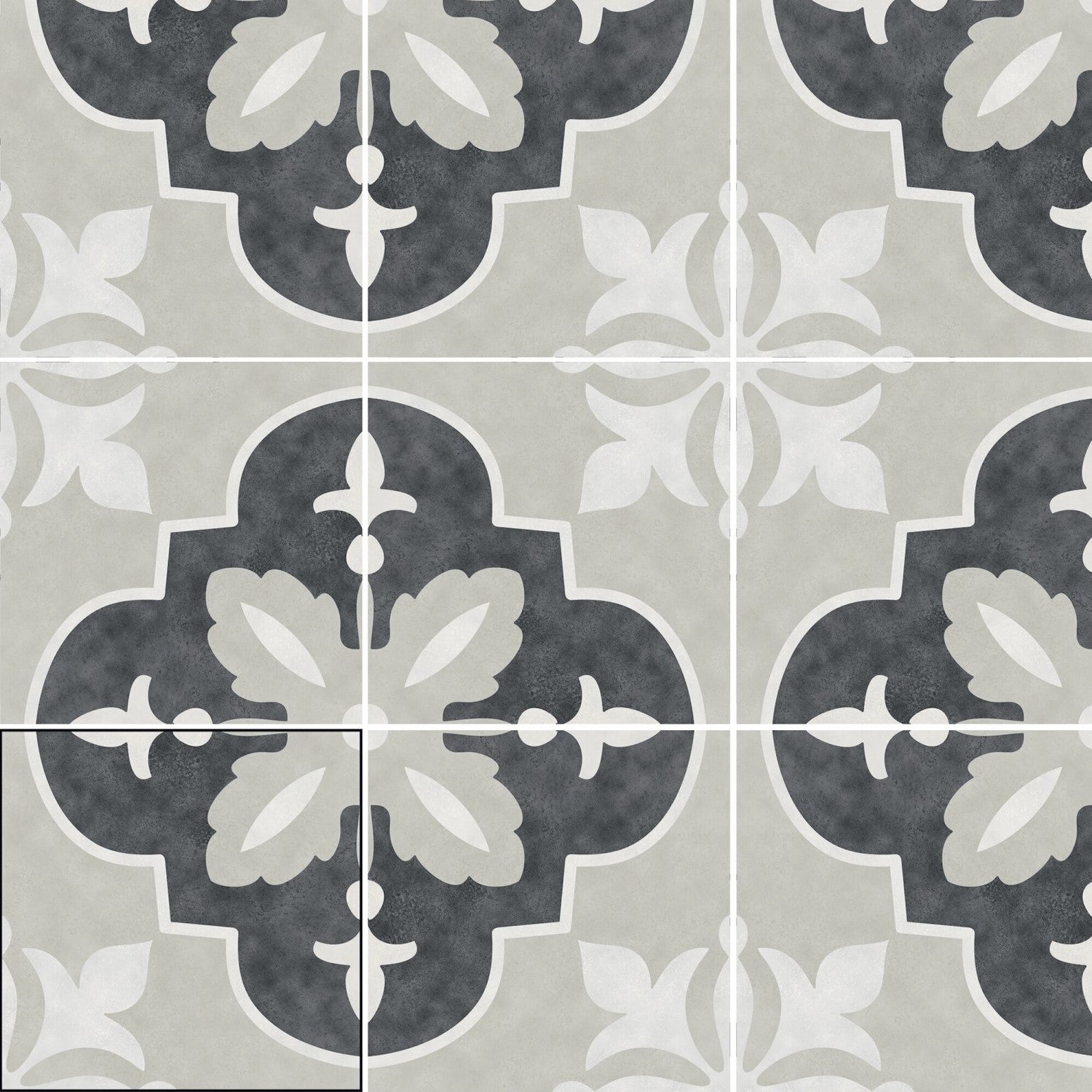 Matte Gray Quatrefoil Pattern 6x6 Porcelain Tile - TileBuys
