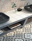 Matte Gray Victorian Quatrefoil Patterned Porcelain Tile - TileBuys