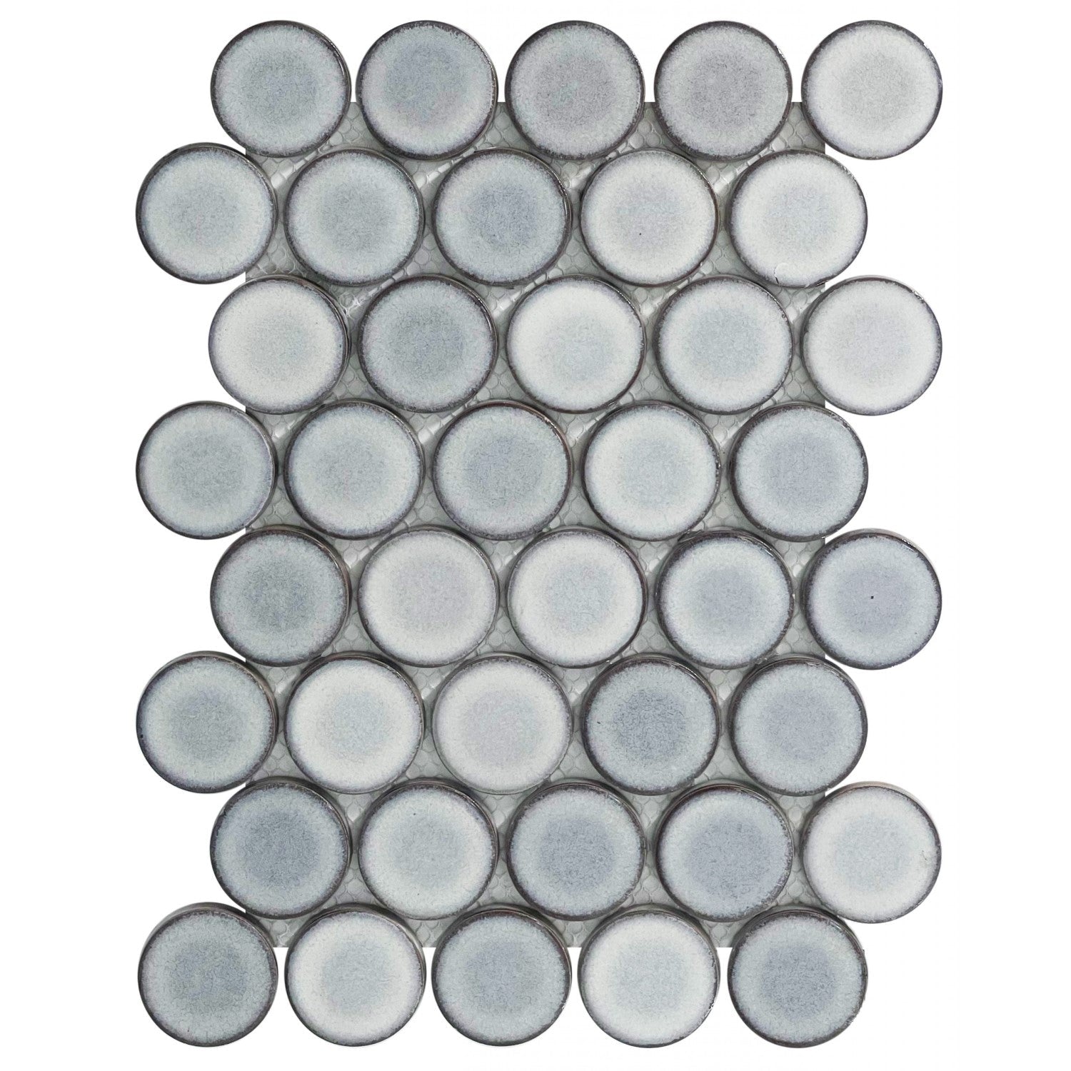 Matte Silver Gray Ceramic Penny Rounds Tile