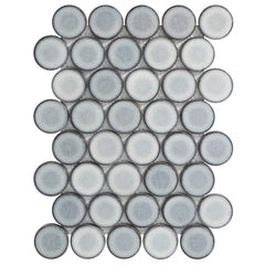 Matte Silver Gray Ceramic Penny Rounds Tile