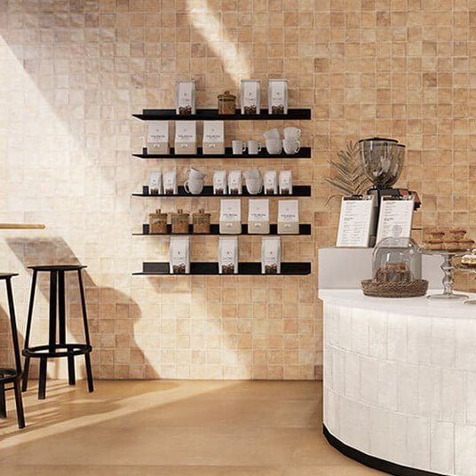 Matte Terracotta Orange Tile Wall