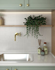 Matte White 12 x 12 Wall Tile with Gold Dots in Grid Pattern - TileBuys