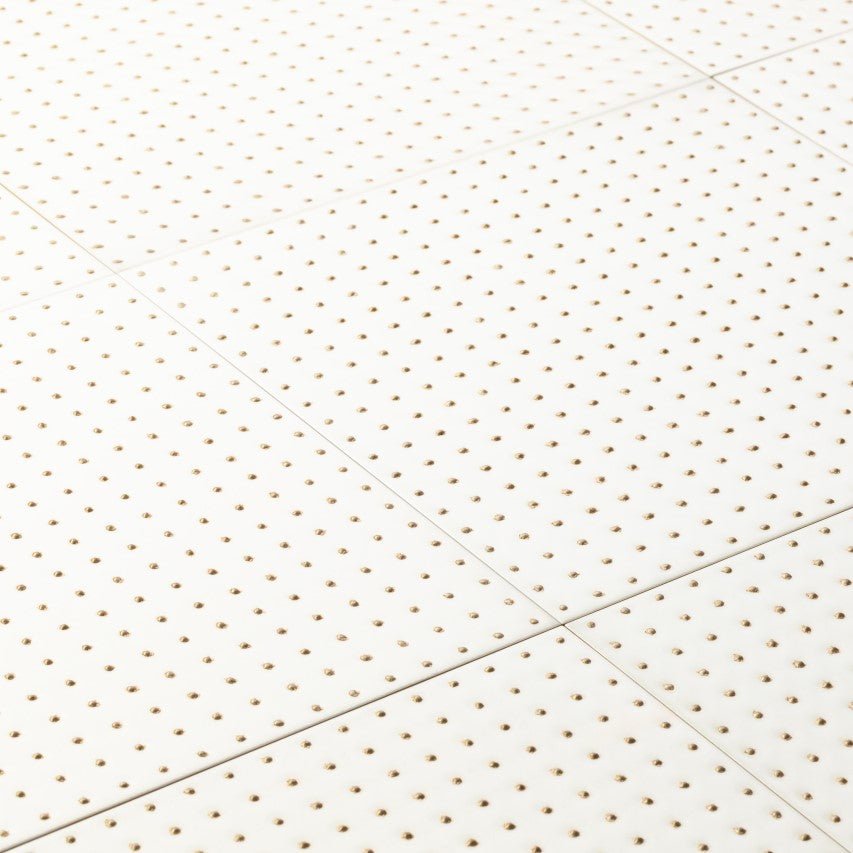 Matte White 12 x 12 Wall Tile with Gold Dots in Grid Pattern - TileBuys