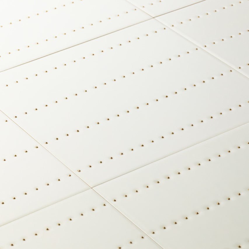 Matte White 12 x 12 Wall Tile with Gold Dots in Quartet - TileBuys
