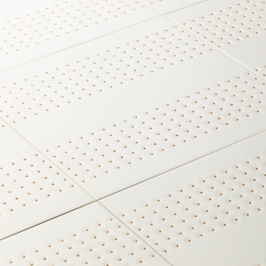 Matte White 12 x 12 Wall Tile with Gold Dots in Tandem - TileBuys