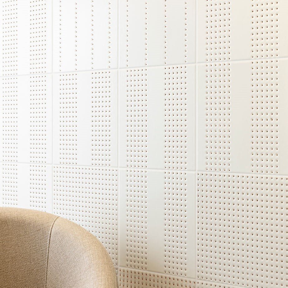 Matte White 12 x 12 Wall Tile with Gold Dots in Tandem - TileBuys