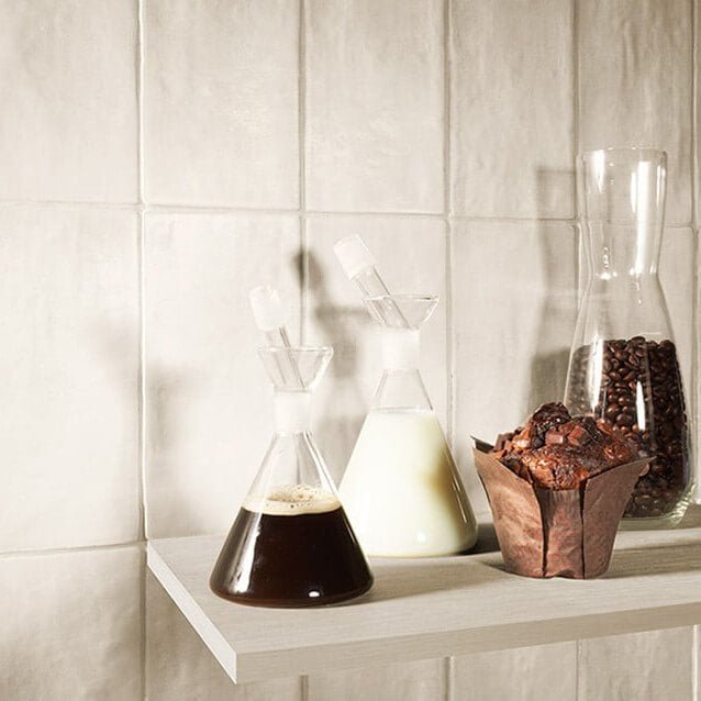 Matte Terracotta White Ceramic 4x8 Tile Backsplash