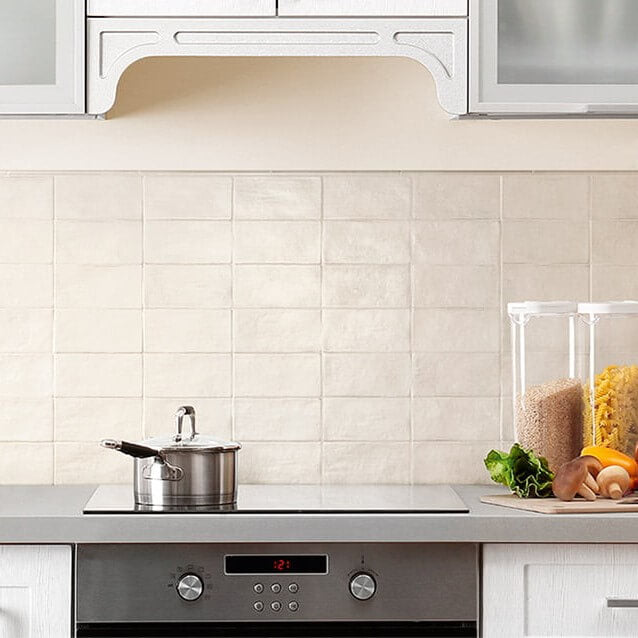 Matte Terracotta White Ceramic 4x8 Tile Backsplash