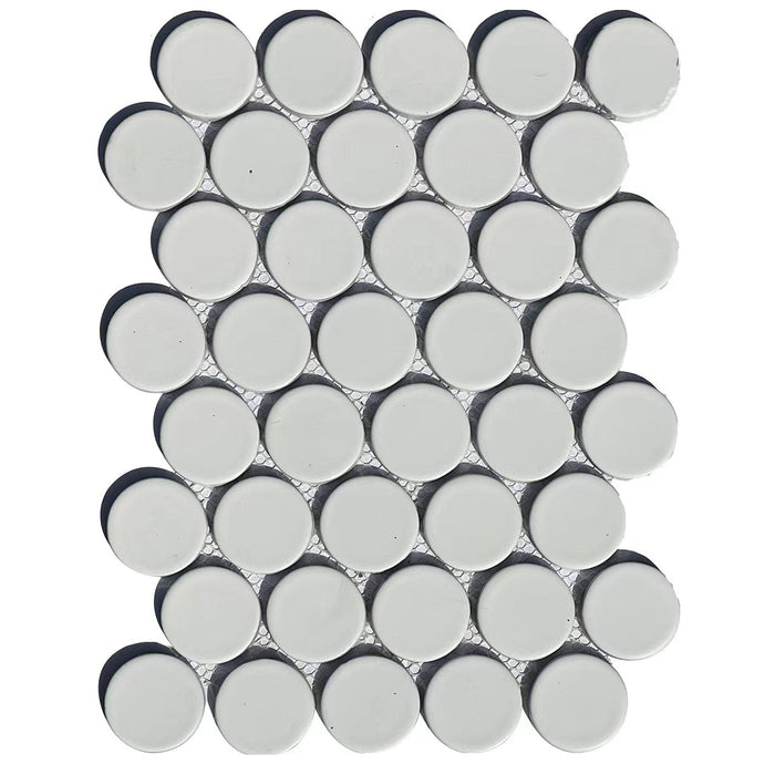Matte White Ceramic 2" Penny Rounds Tile - TileBuys