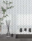 Matte White Ceramic Leaf Tile Backsplash