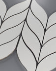 Ceramic White Leaf Mosaic Tile Closeup