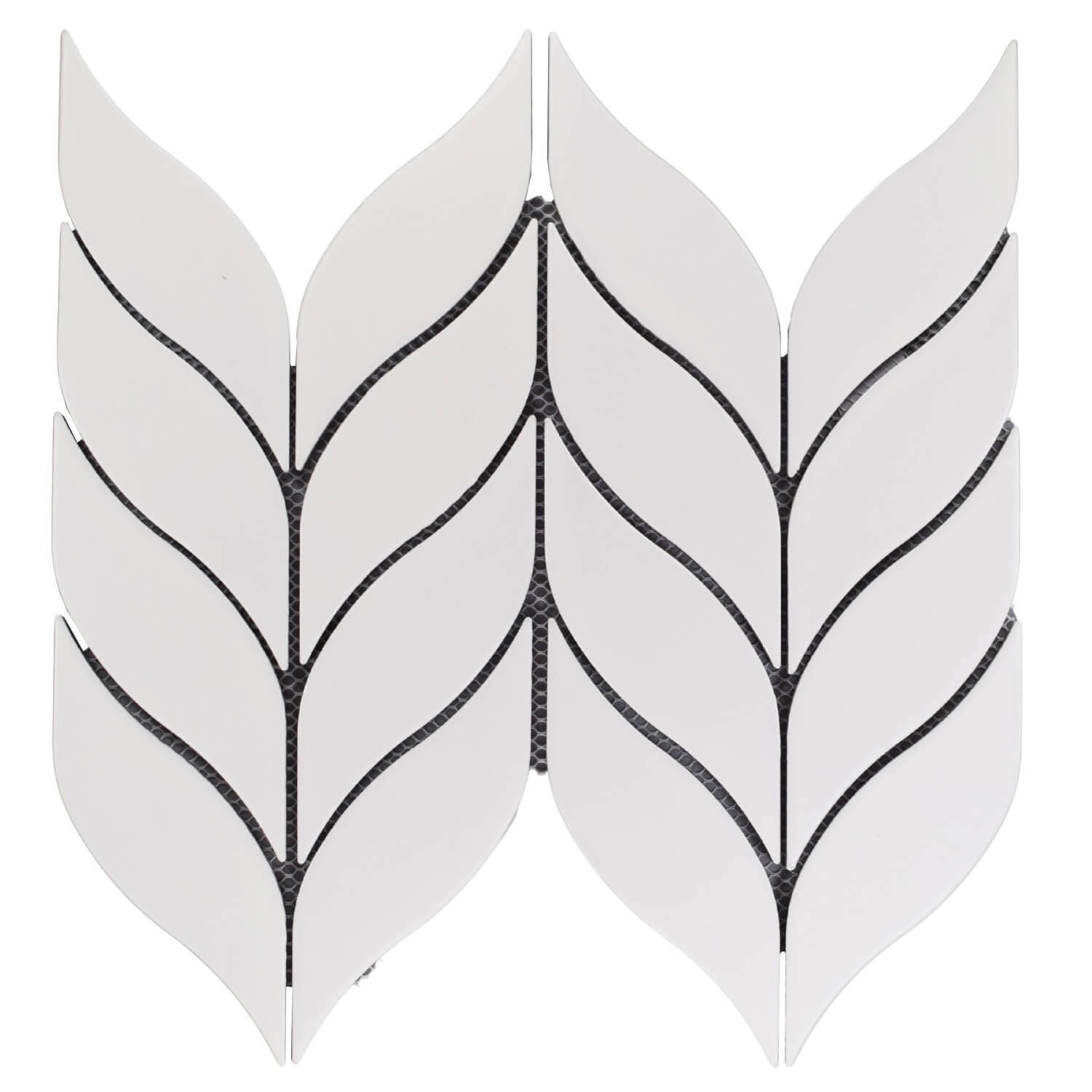 Matte White Leaf Mosaic Tile