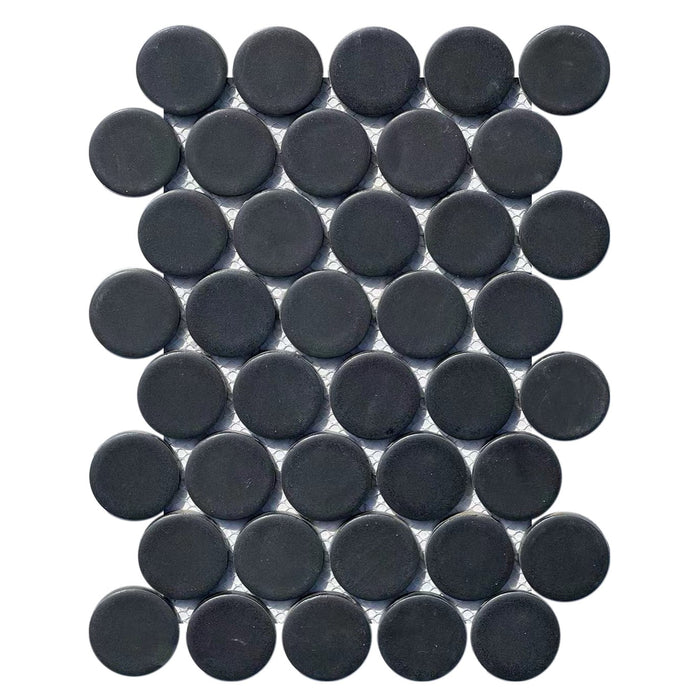 Matte Black Ceramic 2" Penny Rounds Tile