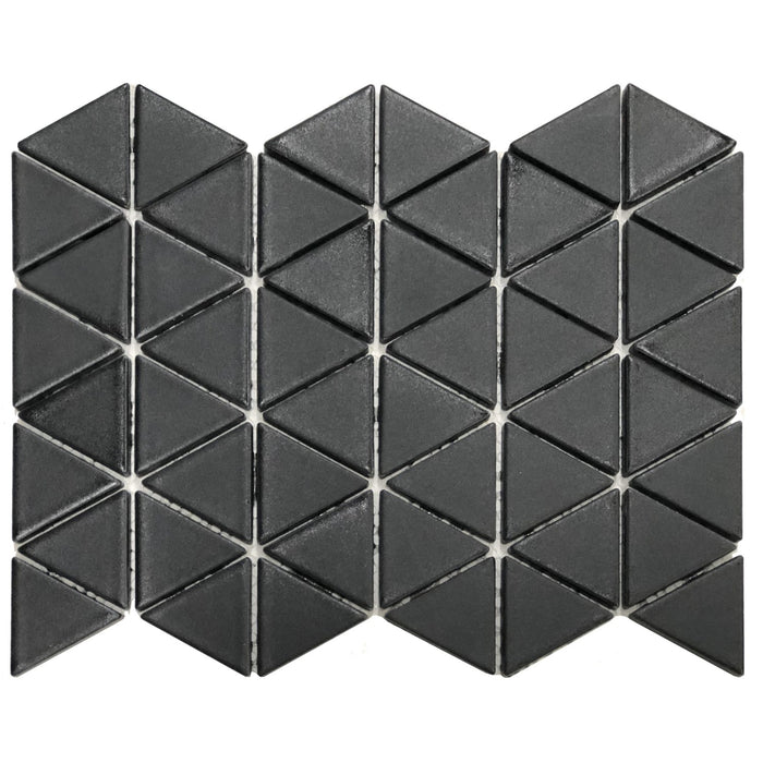 Arleta Matte Black Ceramic Triangle Mosaic Tile