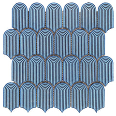 Matte Blue Fishscale Mosaic Tile