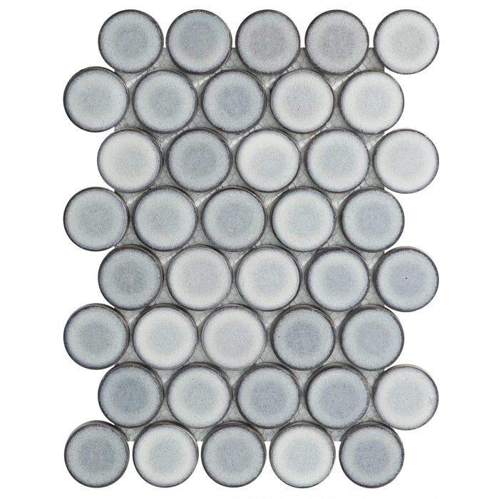 Matte Silver Gray Ceramic 2" Penny Rounds Tile