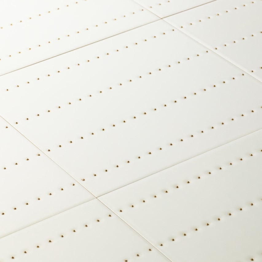 Matte White 12 x 12 Wall Tile with Gold Dots in Quartet