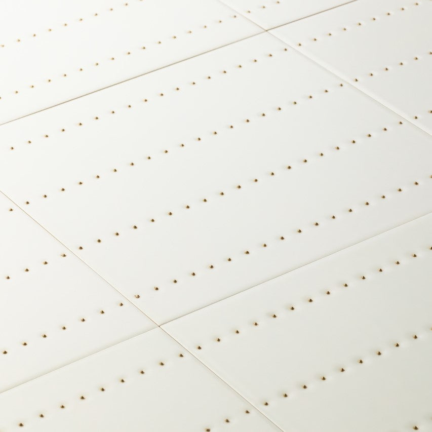 Matte White 12 x 12 Wall Tile with Gold Dots in Quartet