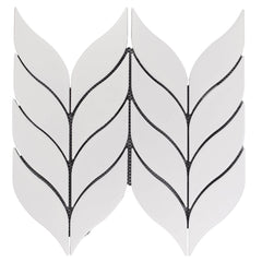Matte White Leaf Mosaic Tile