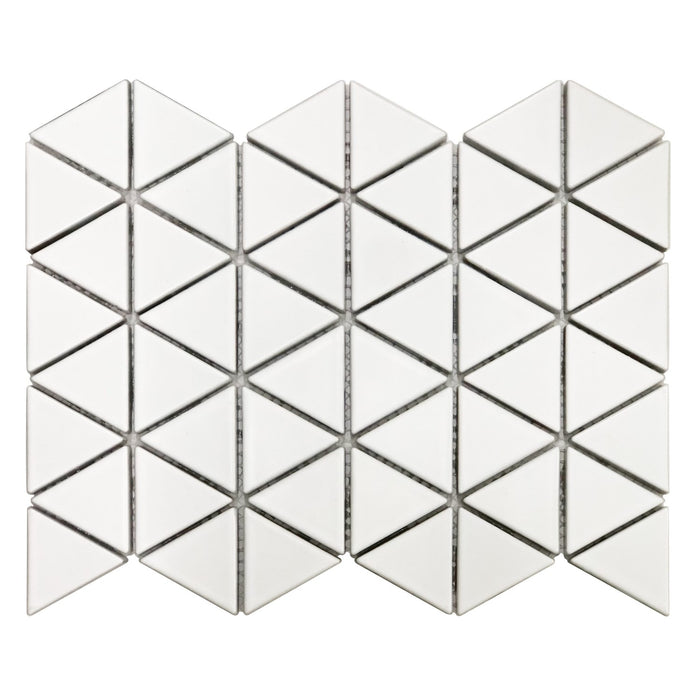 Arleta Matte White Ceramic Triangle Mosaic Tile