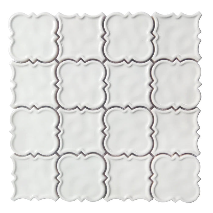 Mediterranean White Square Ceramic Mosaic Tile