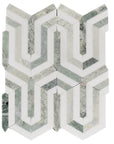 Ming Green and White Thassos Marble Greek Key Mosaic Tile