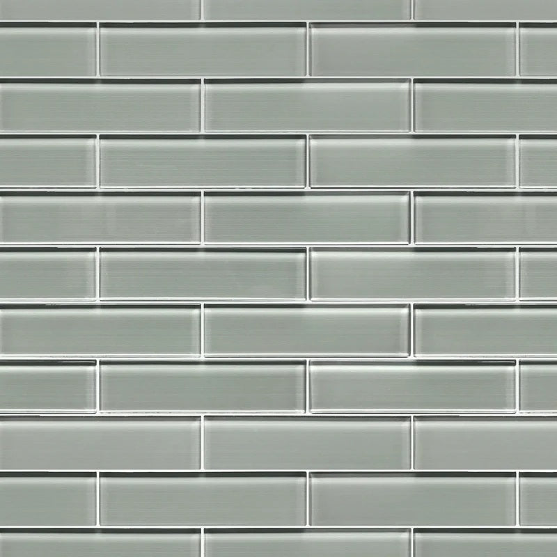Modern Gray Textured Glass 12"x12" Subway Mosaic Tile with 1-1/2"x6" Brick Pattern