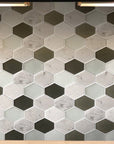 Natural Stone & Glass Mosaic Backsplash Tile in Panache Retro Hexagon - TileBuys