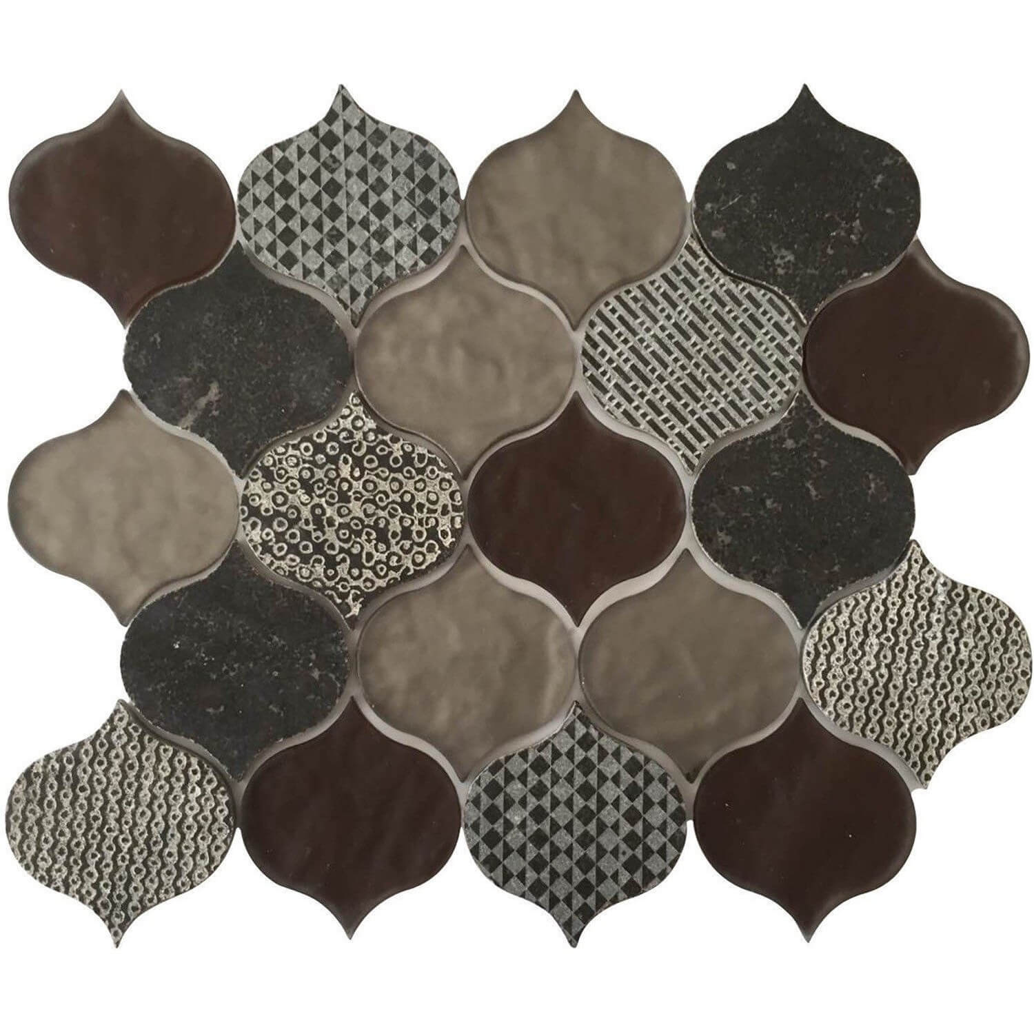 Stone and Glass Droplet Mosaic Wall Tile