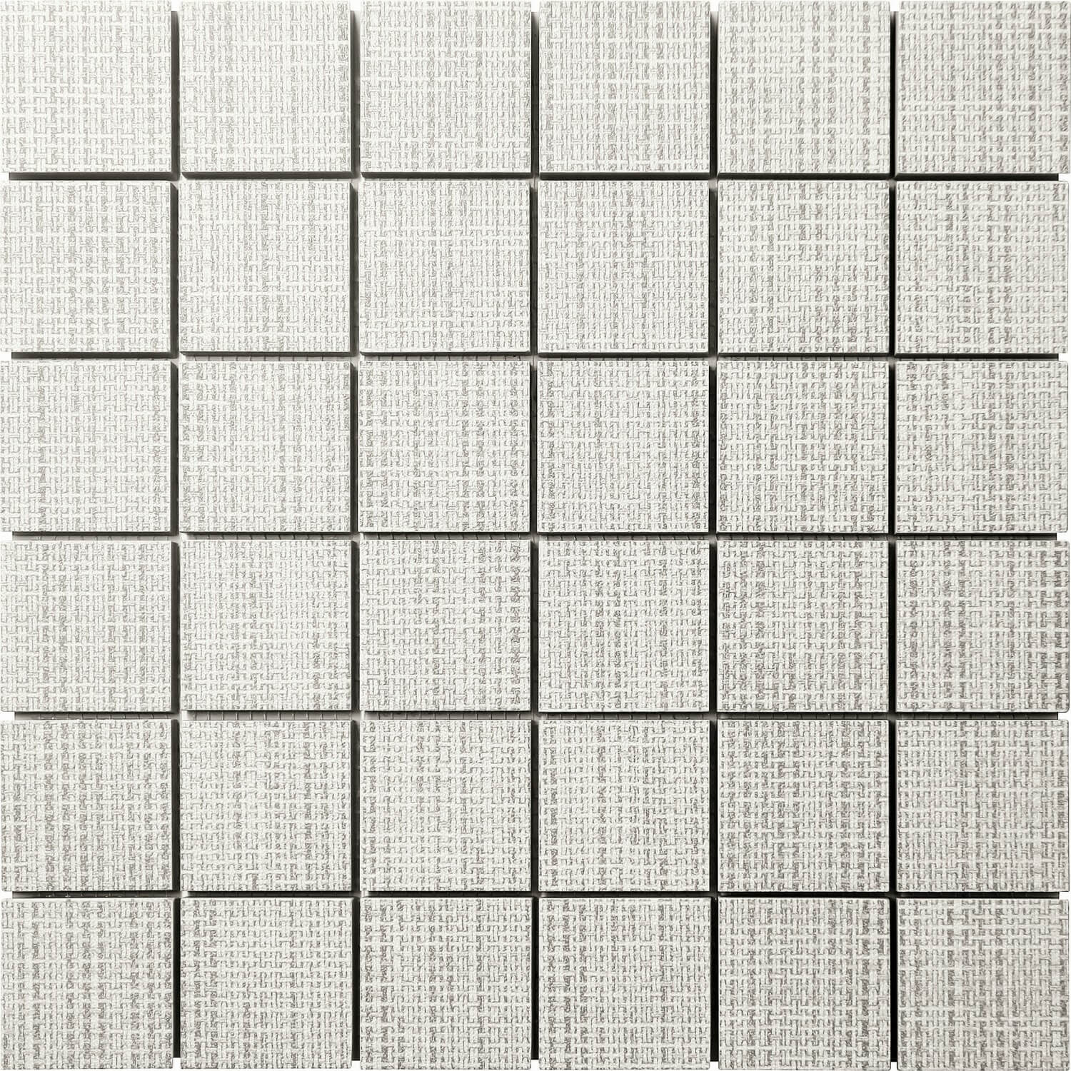 Natural White Fabric Look 12x12 Porcelain Tile with 2” Squares Pattern