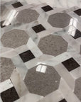 Octagon Trellis Diamond Gray Marble Mosaic Tile with Polished Finish
