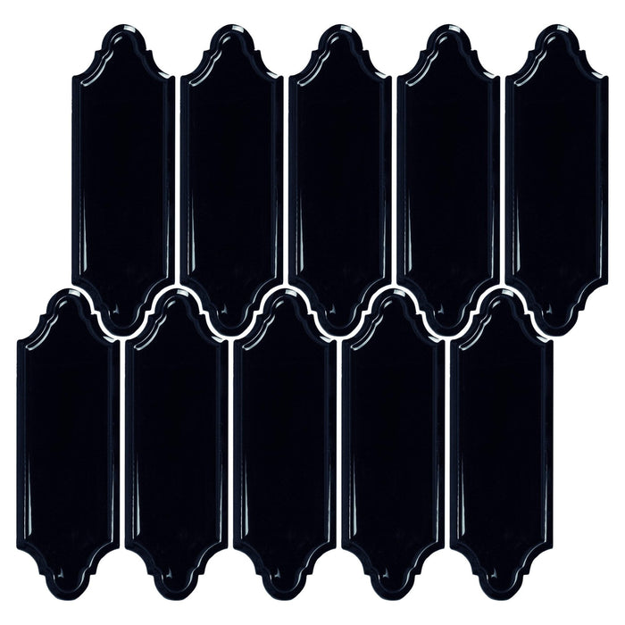 Onyx Black Ceramic Linterna Mosaic Tile - TileBuys