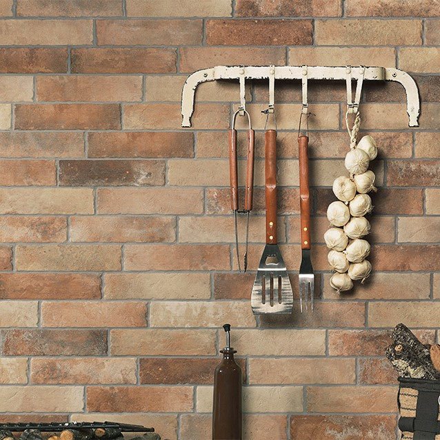 Orange Red Brick Look Subway Porcelain Tile - TileBuys