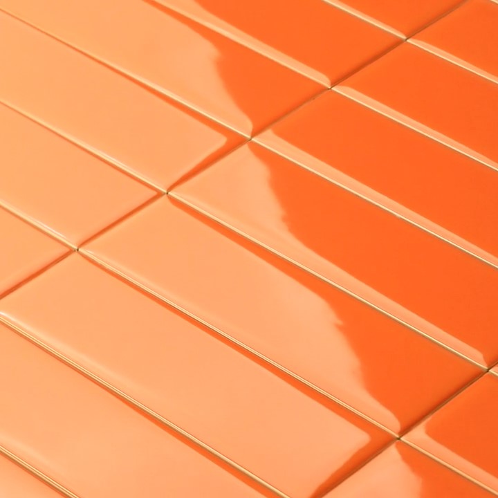 Glossy Ceramic 3 x 10 Subway Wall Tile in Orange