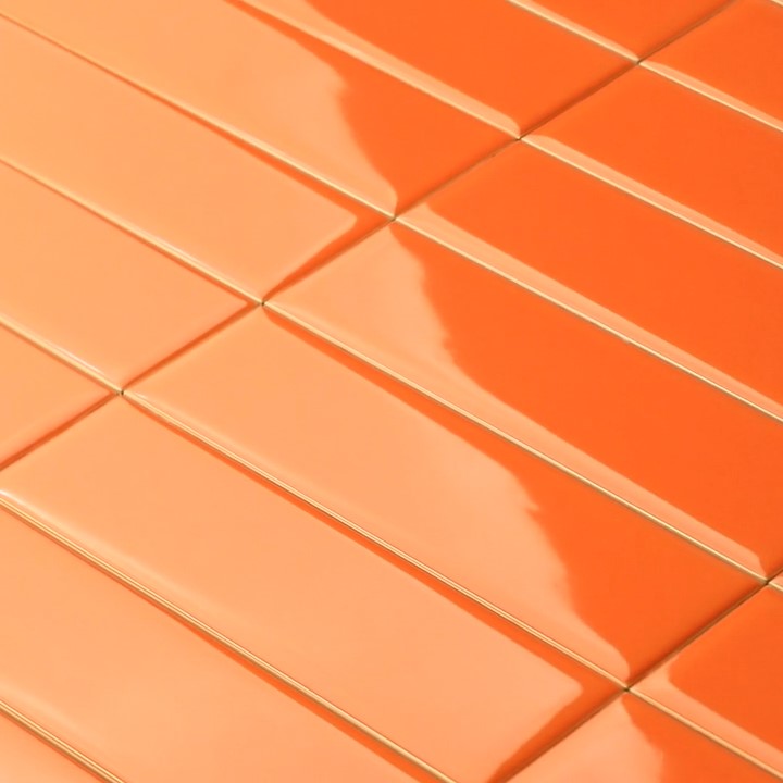 Glossy Pressed Ceramic 3 x 10 Subway Wall Tile in Orange
