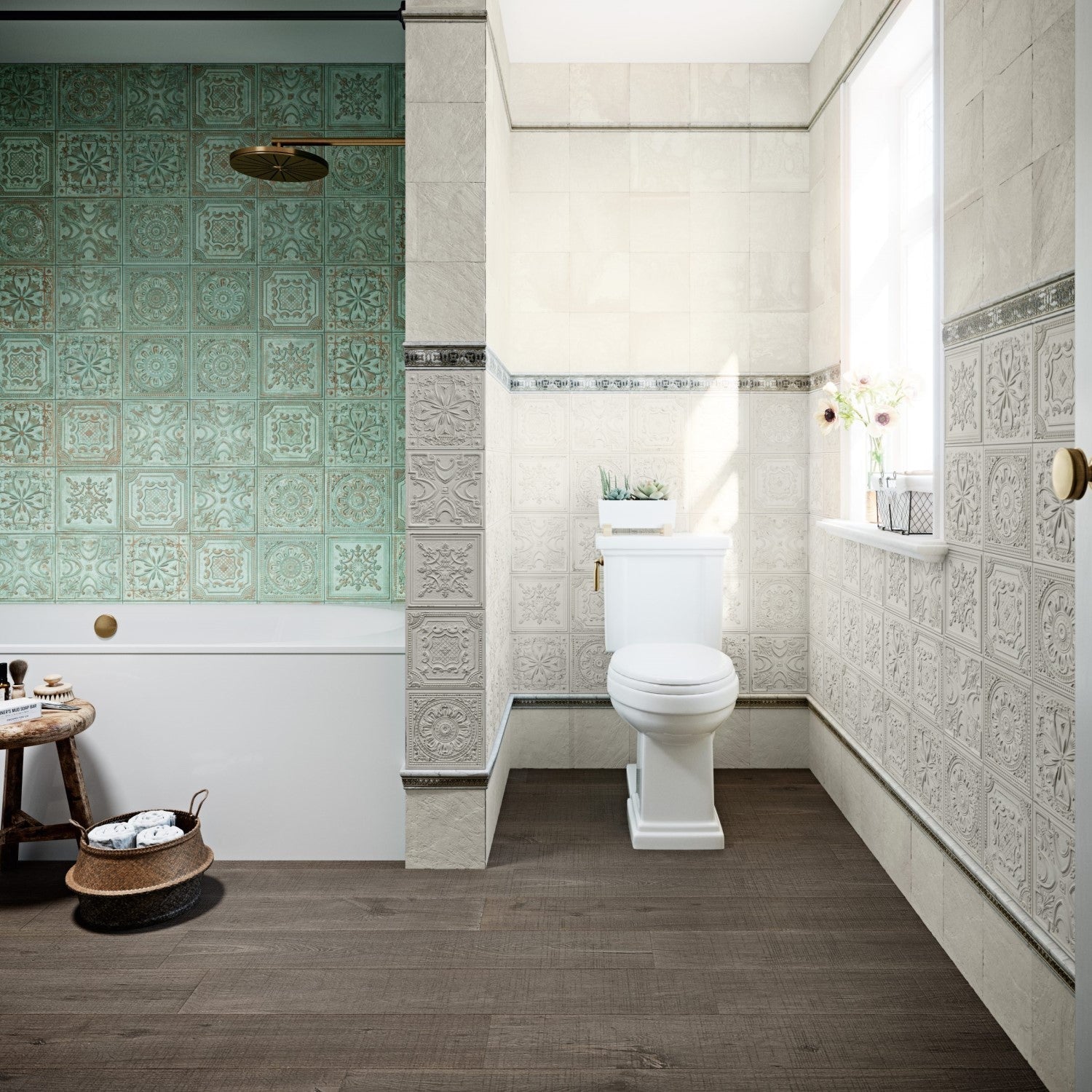 Patina Green Copper Ceramic Vintage Look Tile - TileBuys