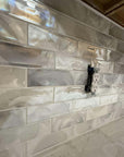 Pearlescent White Glazed Glass 2x6 Subway Mosaic Tile - TileBuys