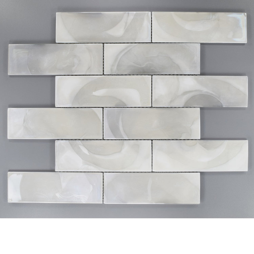 Pearlescent Hot Glass 2x6 Subway Mosaic Tile