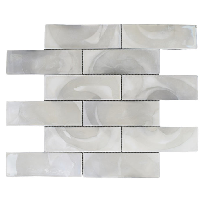 Pearlescent Hot Glass 2x6 Subway Mosaic Tile