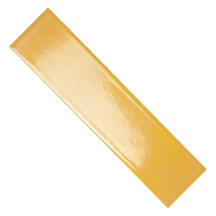 Reality Ceramic 3x12 Subway Wall Tile in Glossy Yellow Sahara - TileBuys
