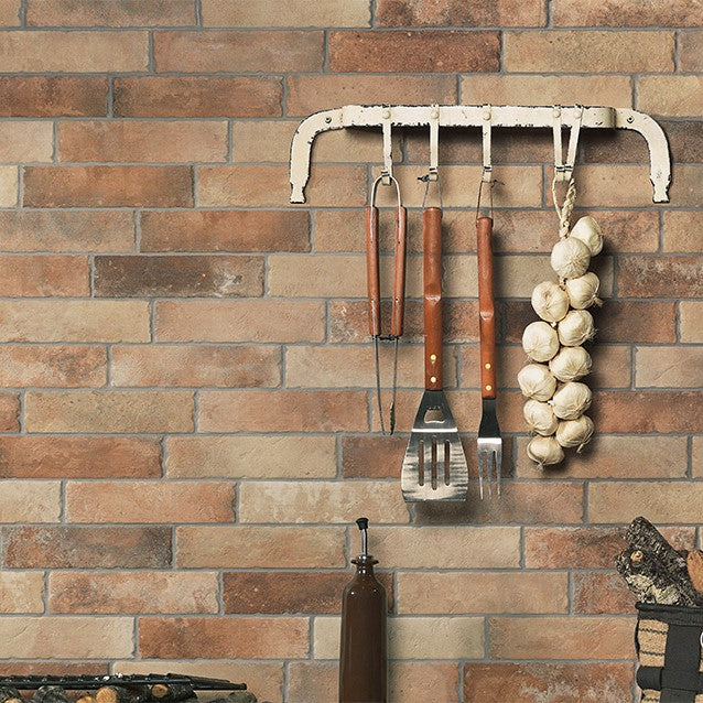 Antique Red Porcelain Brick Look Subway Tile