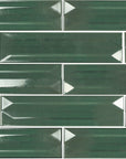 Refraction Ceramic 3D 3x12 Subway Tile in Glossy Palm Green - TileBuys