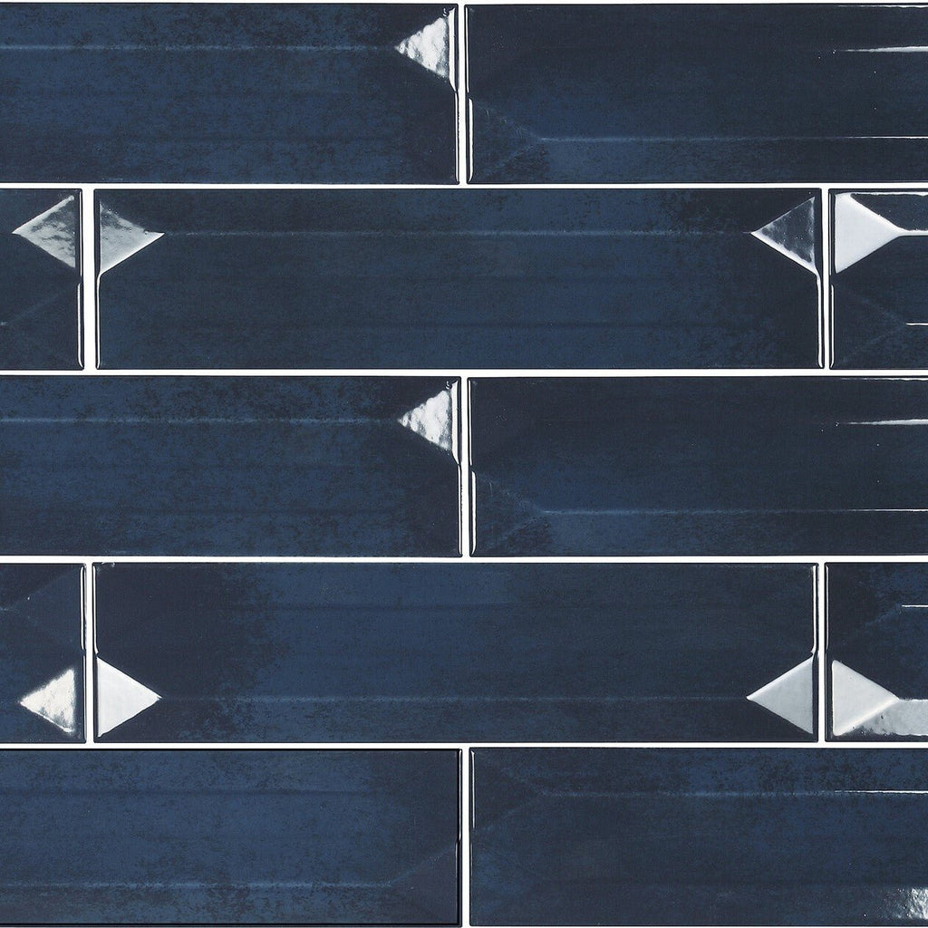 Refraction Ceramic 3D 3x12 Subway Tile in Glossy River Blue - TileBuys