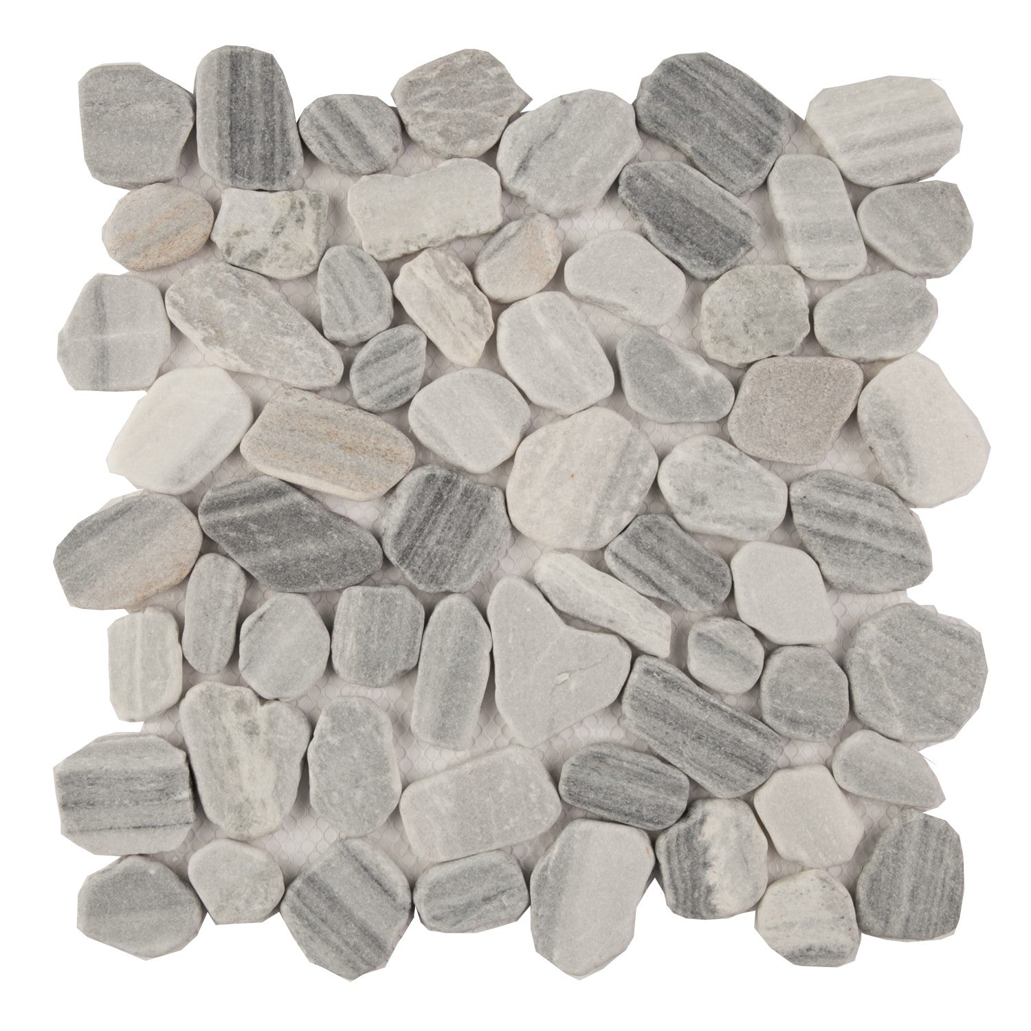 Salt & Pepper Marble - Flat Pebble Pattern Mosaic Tiles for Bathroom Floors - TileBuys