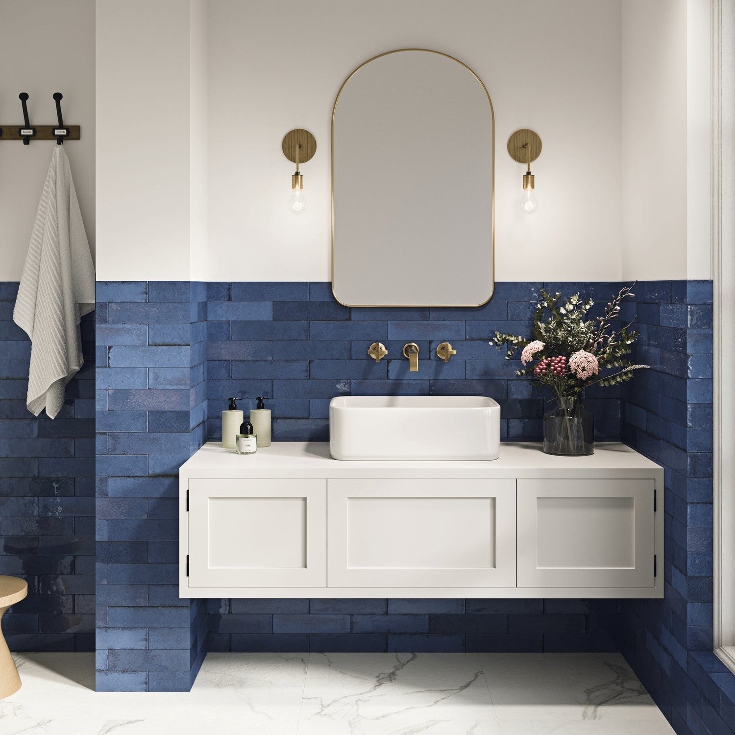 Ocean Blue 3x11 Porcelain Distressed Subway Tile - TileBuys