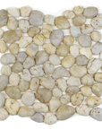 Silver Beige & Light Gray Flat Pebble Mosaic Tile for Bathroom Floors - TileBuys